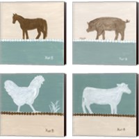 Framed 'Out to Pasture 4 Piece Canvas Print Set' border=