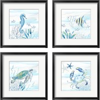 Framed 'Great Blue Sea  4 Piece Framed Art Print Set' border=