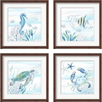 Framed 'Great Blue Sea  4 Piece Framed Art Print Set' border=