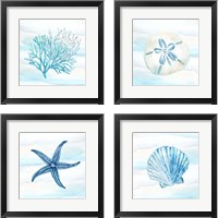 Framed 'Great Blue Sea 4 Piece Framed Art Print Set' border=