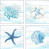 Framed 'Great Blue Sea 4 Piece Art Print Set' border=