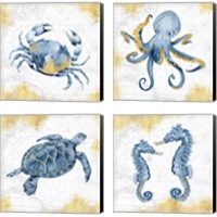 Framed 'Deep Blue Sea 4 Piece Canvas Print Set' border=