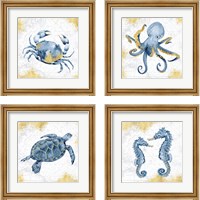 Framed 'Deep Blue Sea 4 Piece Framed Art Print Set' border=
