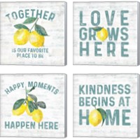 Framed 'Happy Thoughts 4 Piece Canvas Print Set' border=