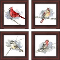 Framed 'Birds & Branches 4 Piece Framed Art Print Set' border=