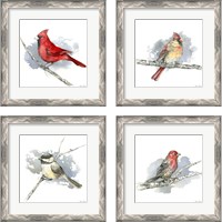 Framed 'Birds & Branches 4 Piece Framed Art Print Set' border=