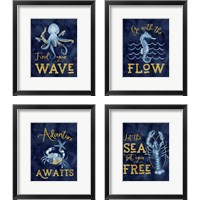 Framed Deep Blue Sea 4 Piece Framed Art Print Set