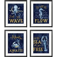 Framed 'Deep Blue Sea 4 Piece Framed Art Print Set' border=