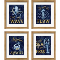 Framed 'Deep Blue Sea 4 Piece Framed Art Print Set' border=