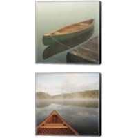 Framed 'Calm Waters Canoe 2 Piece Canvas Print Set' border=