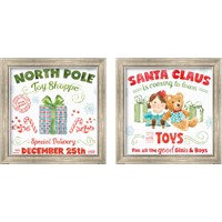 Framed 'Santa Signs 2 Piece Framed Art Print Set' border=
