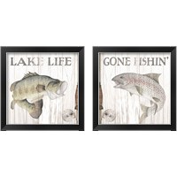 Framed 'Lake Fishing 2 Piece Framed Art Print Set' border=