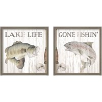 Framed 'Lake Fishing 2 Piece Framed Art Print Set' border=