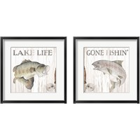 Framed 'Lake Fishing 2 Piece Framed Art Print Set' border=