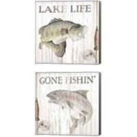 Framed 'Lake Fishing 2 Piece Canvas Print Set' border=