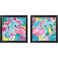Framed 'Fruity Flamingos 2 Piece Framed Art Print Set' border=