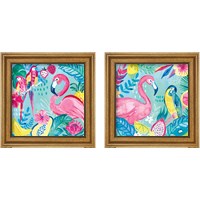 Framed 'Fruity Flamingos 2 Piece Framed Art Print Set' border=