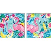 Framed Fruity Flamingos 2 Piece Art Print Set