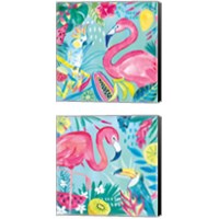 Framed 'Fruity Flamingos 2 Piece Canvas Print Set' border=