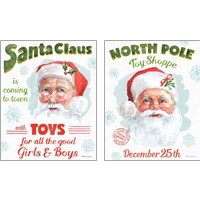 Framed Santa Signs 2 Piece Art Print Set