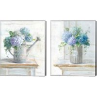 Framed 'Morning Hydrangeas 2 Piece Canvas Print Set' border=