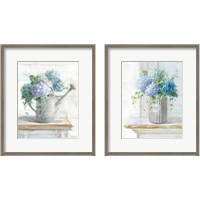 Framed 'Morning Hydrangeas 2 Piece Framed Art Print Set' border=