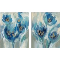 Framed 'Blue Fairy Tale Floral 2 Piece Art Print Set' border=