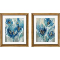 Framed 'Blue Fairy Tale Floral 2 Piece Framed Art Print Set' border=