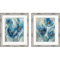 Framed 'Blue Fairy Tale Floral 2 Piece Framed Art Print Set' border=