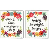 Framed 'Words and Petals 2 Piece Canvas Print Set' border=