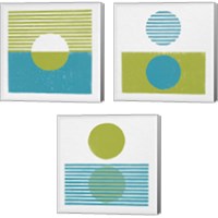 Framed 'Reflection Green 3 Piece Canvas Print Set' border=