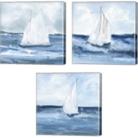 Framed 'Sailboats  3 Piece Canvas Print Set' border=