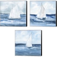 Framed 'Sailboats  3 Piece Canvas Print Set' border=