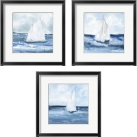 Framed 'Sailboats  3 Piece Framed Art Print Set' border=
