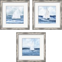 Framed 'Sailboats  3 Piece Framed Art Print Set' border=