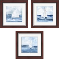 Framed 'Sailboats  3 Piece Framed Art Print Set' border=