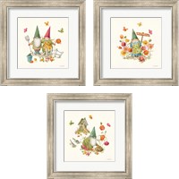 Framed 'Garden Gnomes 3 Piece Framed Art Print Set' border=