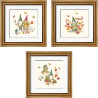 Framed 'Garden Gnomes 3 Piece Framed Art Print Set' border=