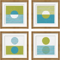 Framed 'Reflection Green 4 Piece Framed Art Print Set' border=