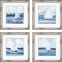 Framed 'Sailboats  4 Piece Framed Art Print Set' border=