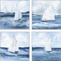 Framed 'Sailboats  4 Piece Art Print Set' border=