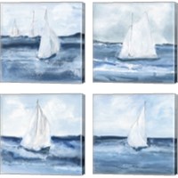 Framed 'Sailboats  4 Piece Canvas Print Set' border=