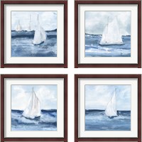 Framed 'Sailboats  4 Piece Framed Art Print Set' border=