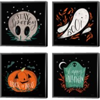 Framed 'Cute Halloween 4 Piece Canvas Print Set' border=