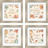 Framed 'Autumn Feel 4 Piece Framed Art Print Set' border=