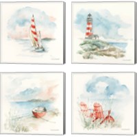 Framed 'Seaside Journey 4 Piece Canvas Print Set' border=