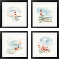 Framed 'Seaside Journey 4 Piece Framed Art Print Set' border=
