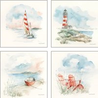 Framed 'Seaside Journey 4 Piece Art Print Set' border=