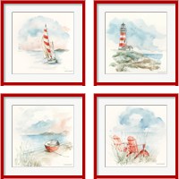 Framed 'Seaside Journey 4 Piece Framed Art Print Set' border=