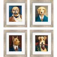 Framed 'Whimsical Dog 4 Piece Framed Art Print Set' border=